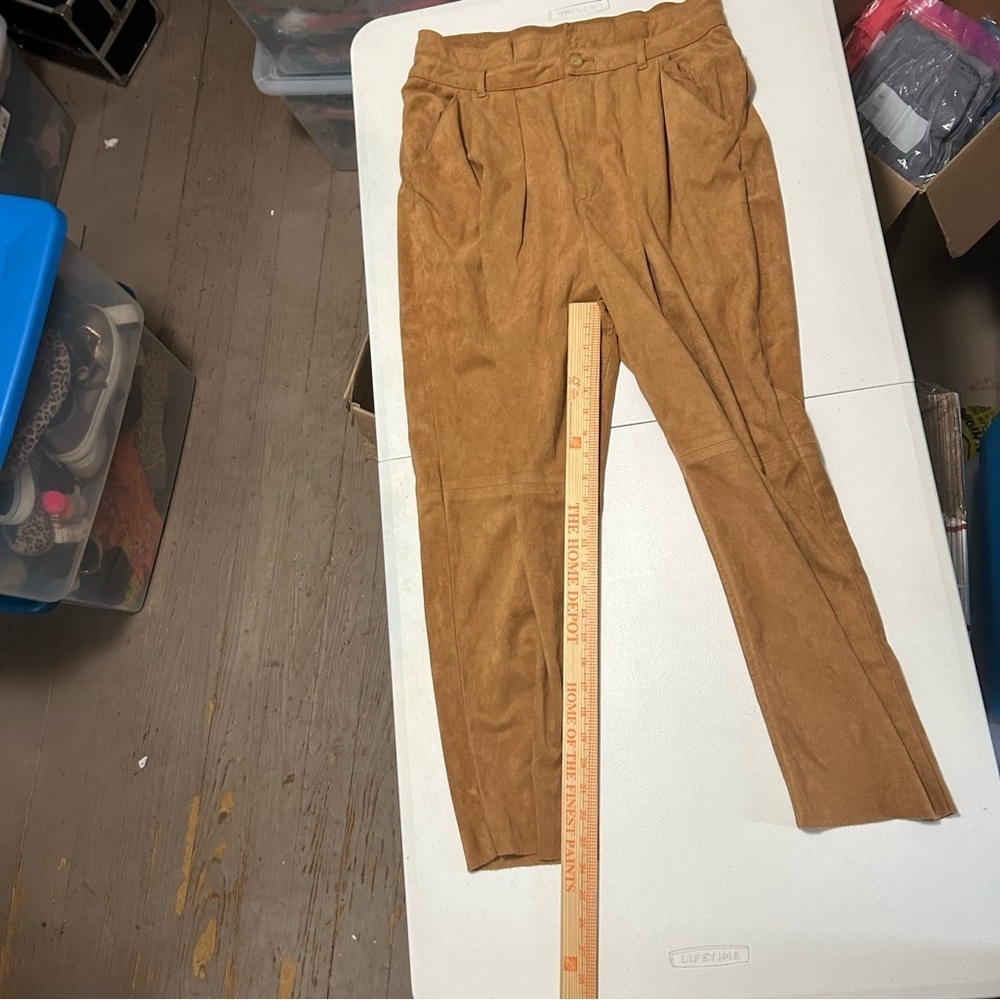 Free People Nightfall Vegan Suede Pants Camel Brown Size 10 M2 - Picture 7 of 9